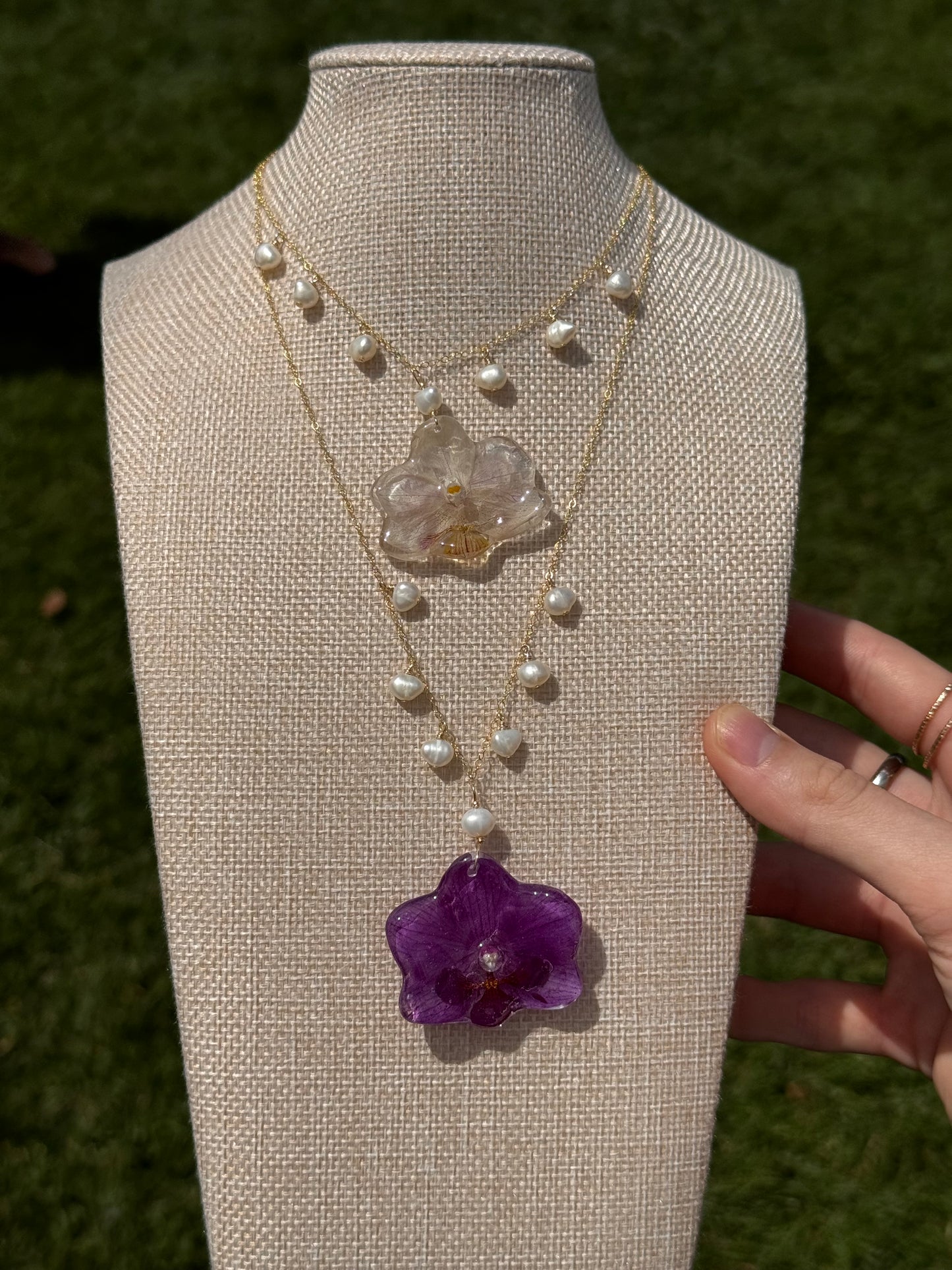 Pearl Charm Necklace with Flower Pendant