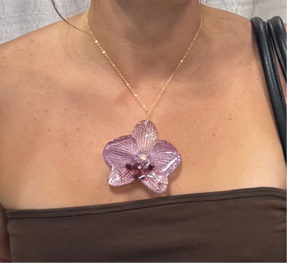 Muted Purple Large Orchid Necklace