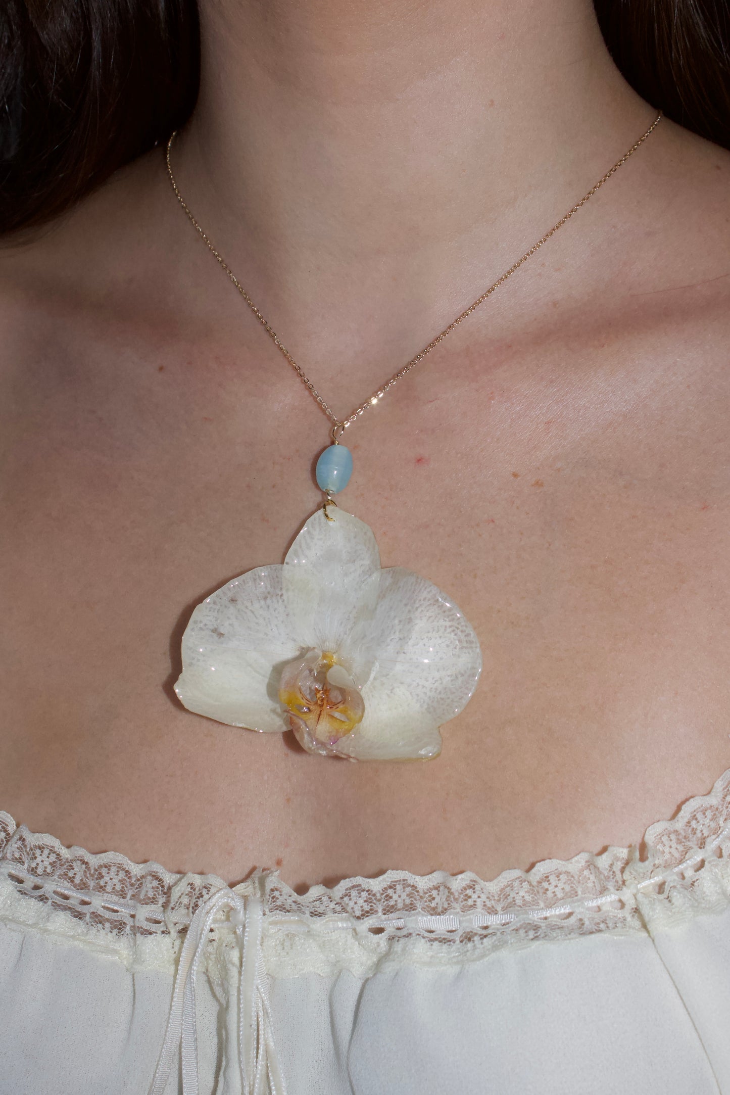 White Large Orchid Necklace