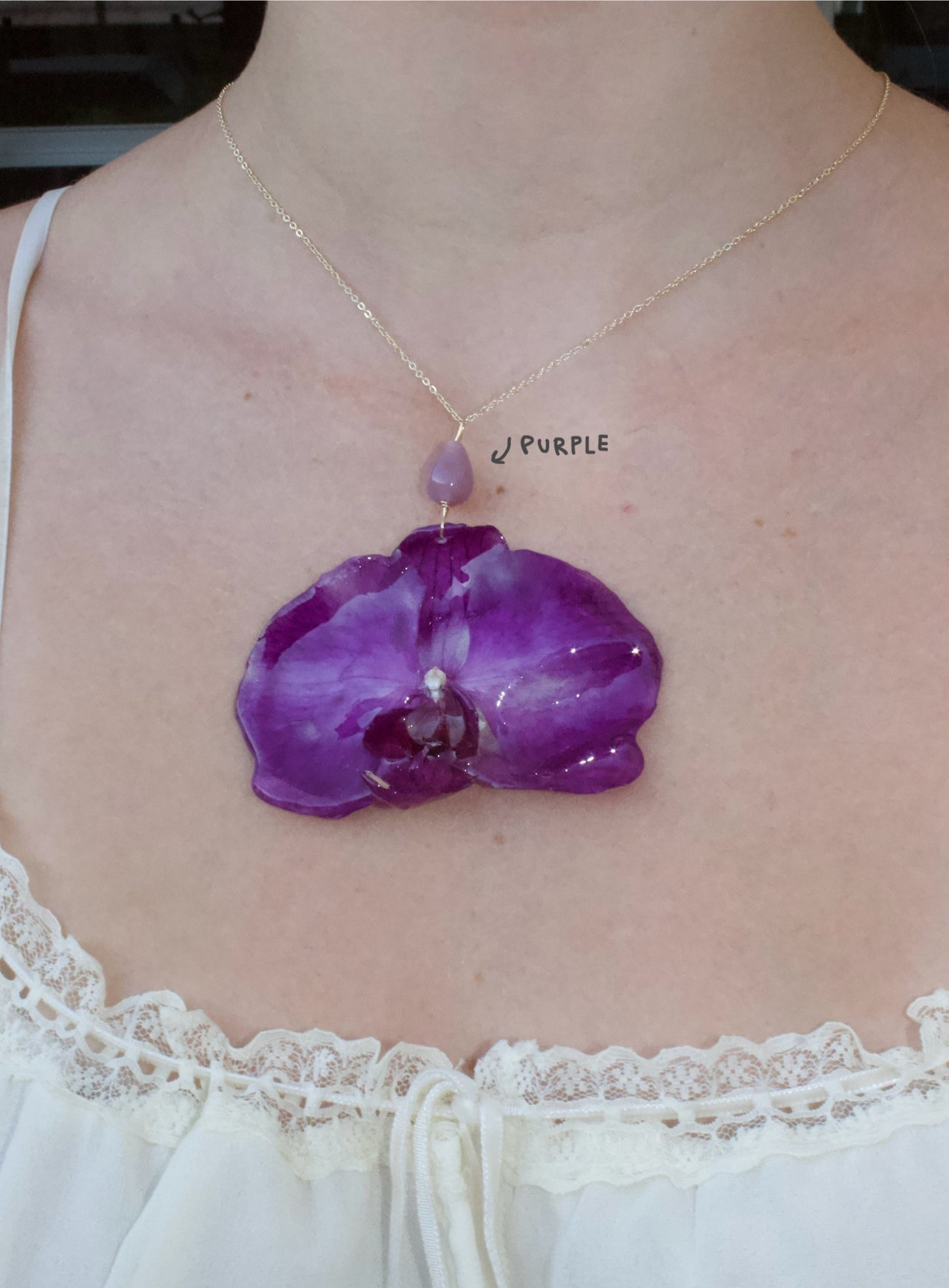 Purple Large Orchid Necklace