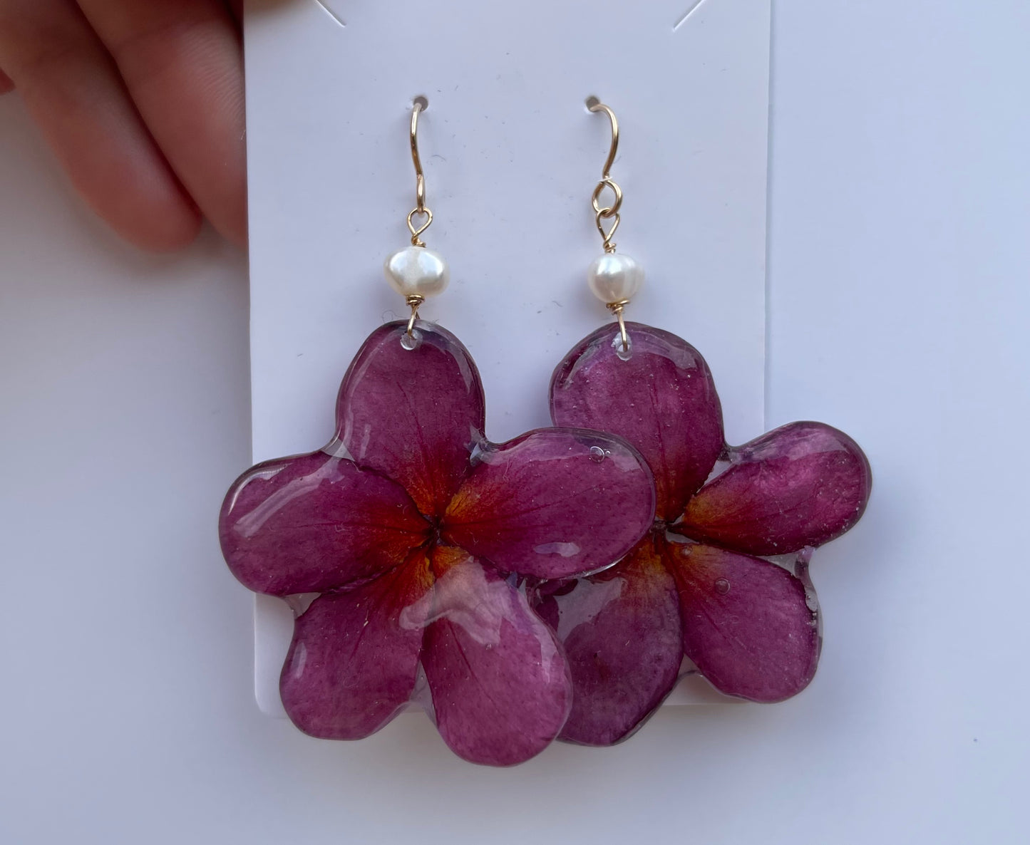 Fuchsia Pink Plumeria Dangles