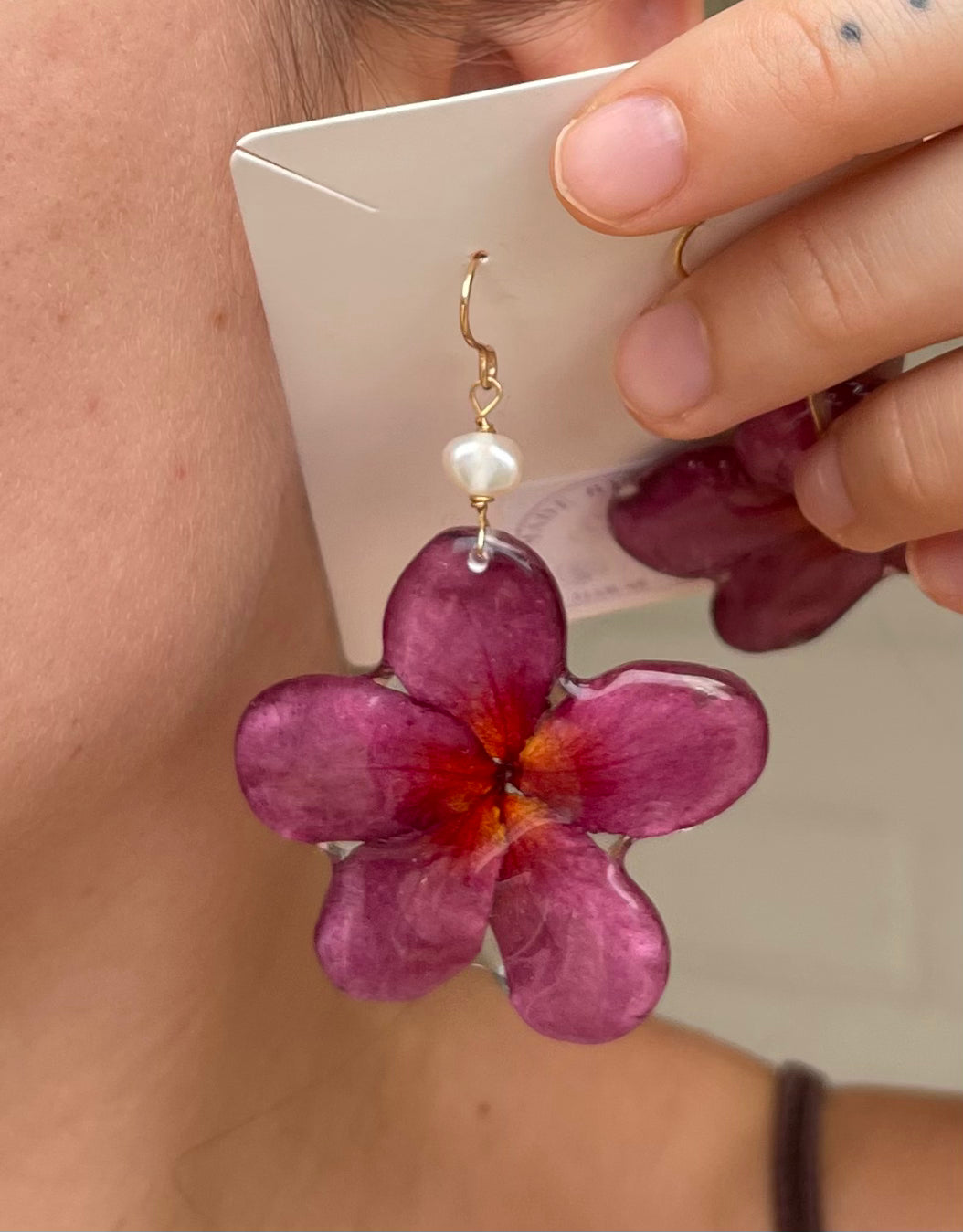 Fuchsia Pink Plumeria Dangles