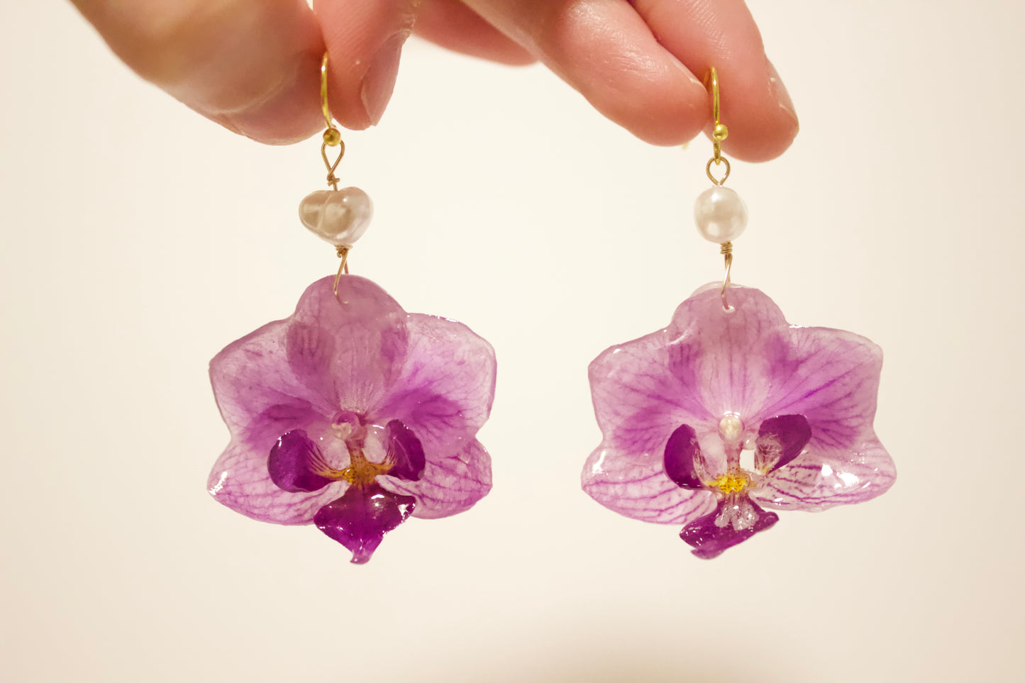 Bright Purple Veined Super Mini Orchid Dangles