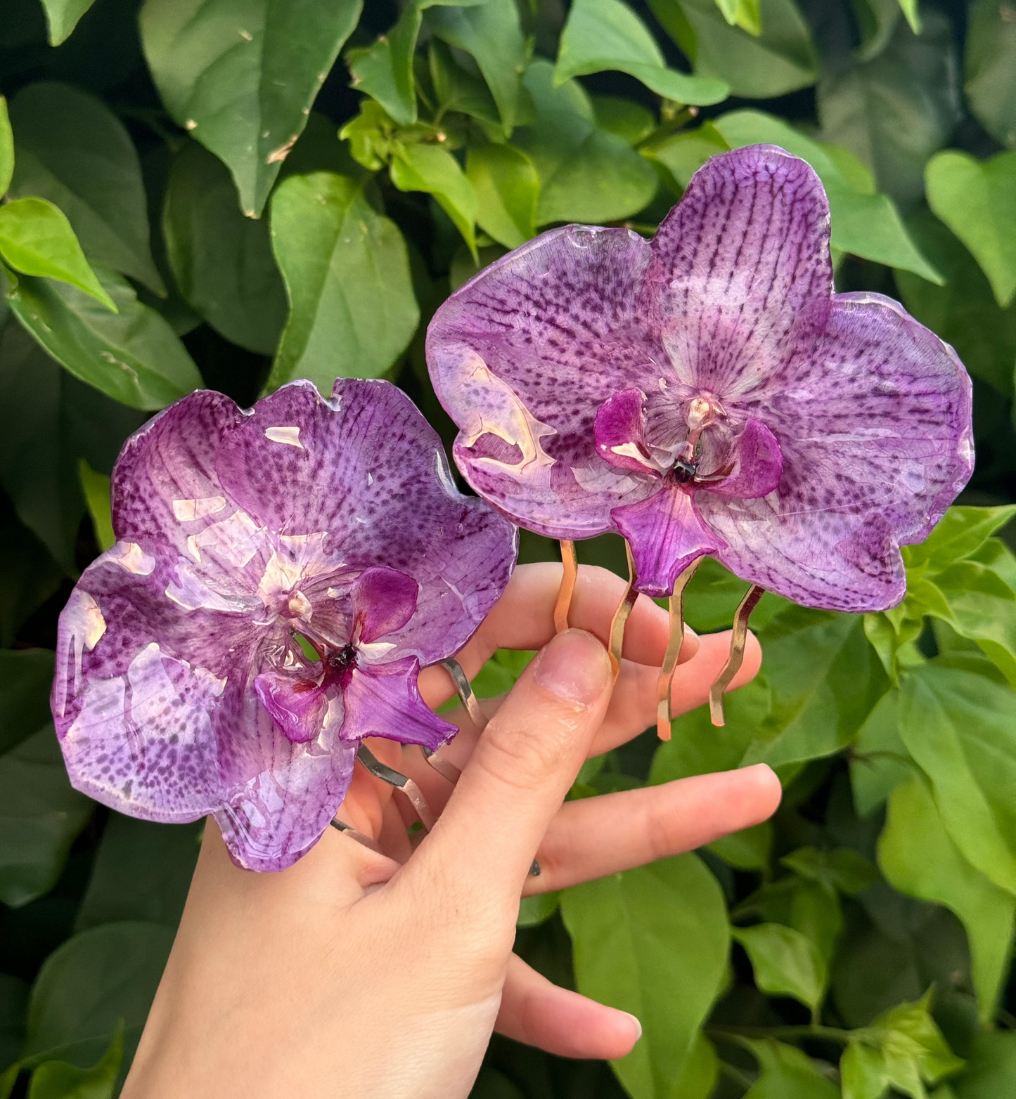 Spotted Purple Jumbo Orchid Hair Comb