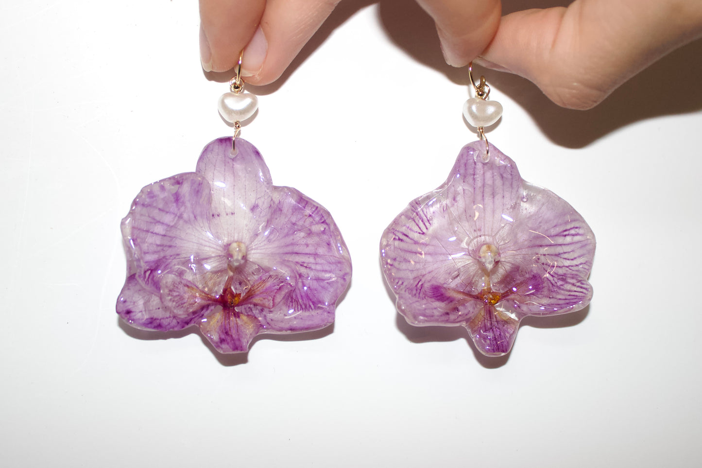 Bright Purple Veined Small Orchid Dangles