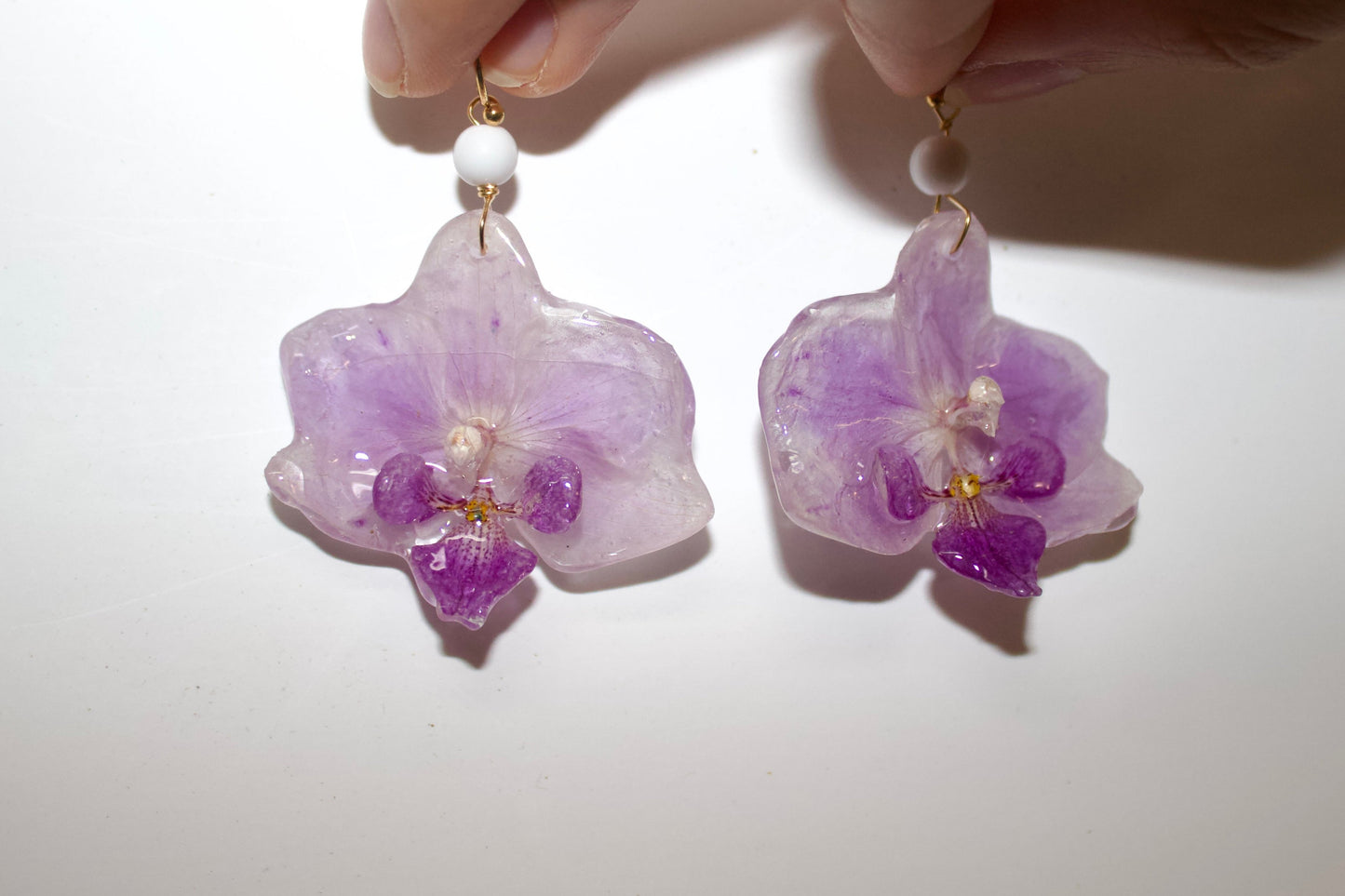 Bright Purple Veined Super Mini Orchid Dangles