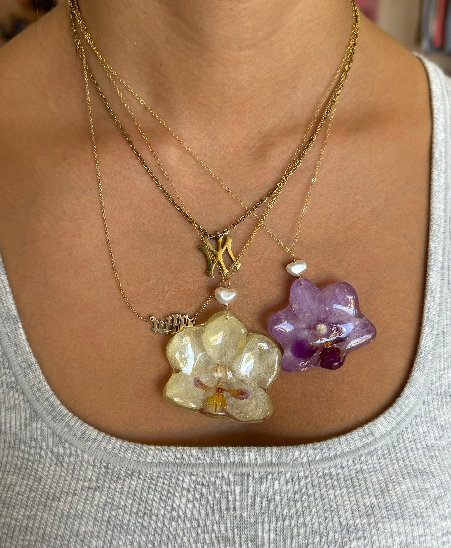 Yellow Small Orchid Necklace
