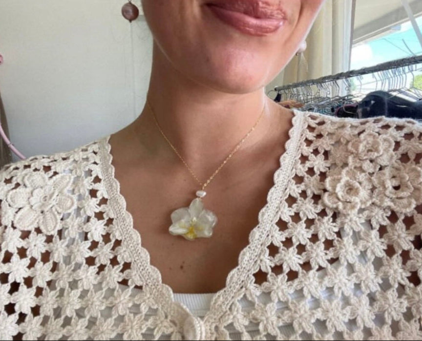 Pure White Super Mini Orchid Necklace