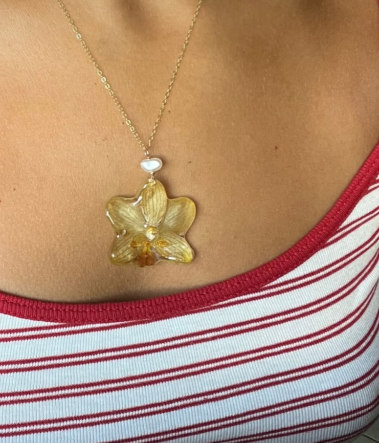 Yellow Small Orchid Necklace