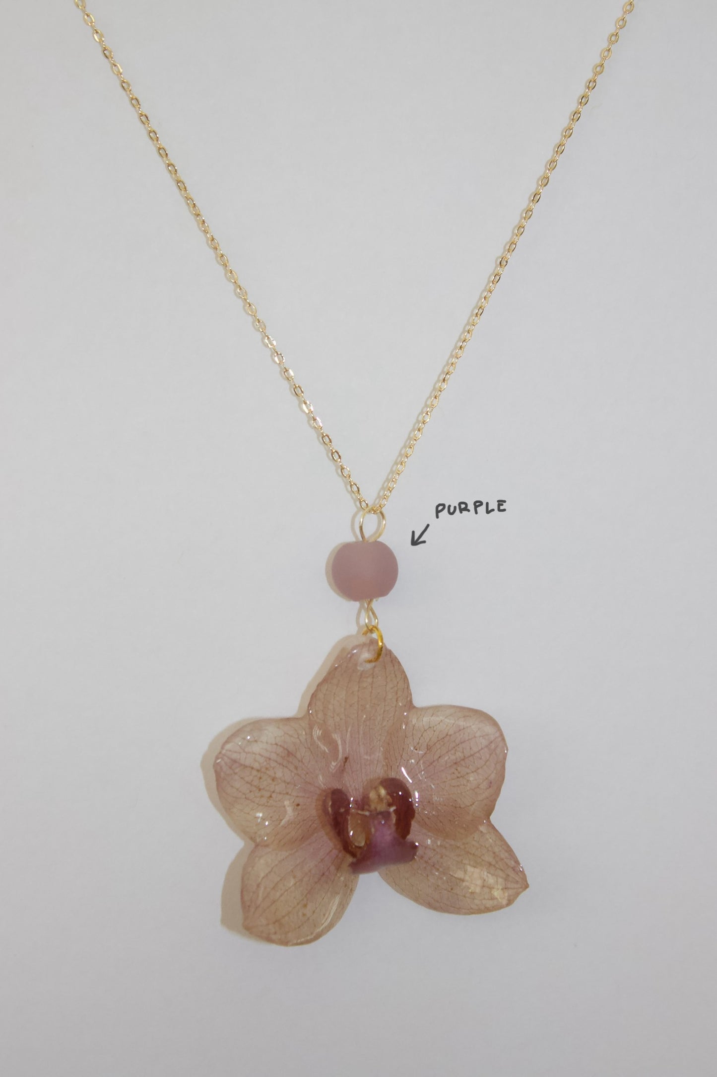 Muted Purple Small Orchid Necklace