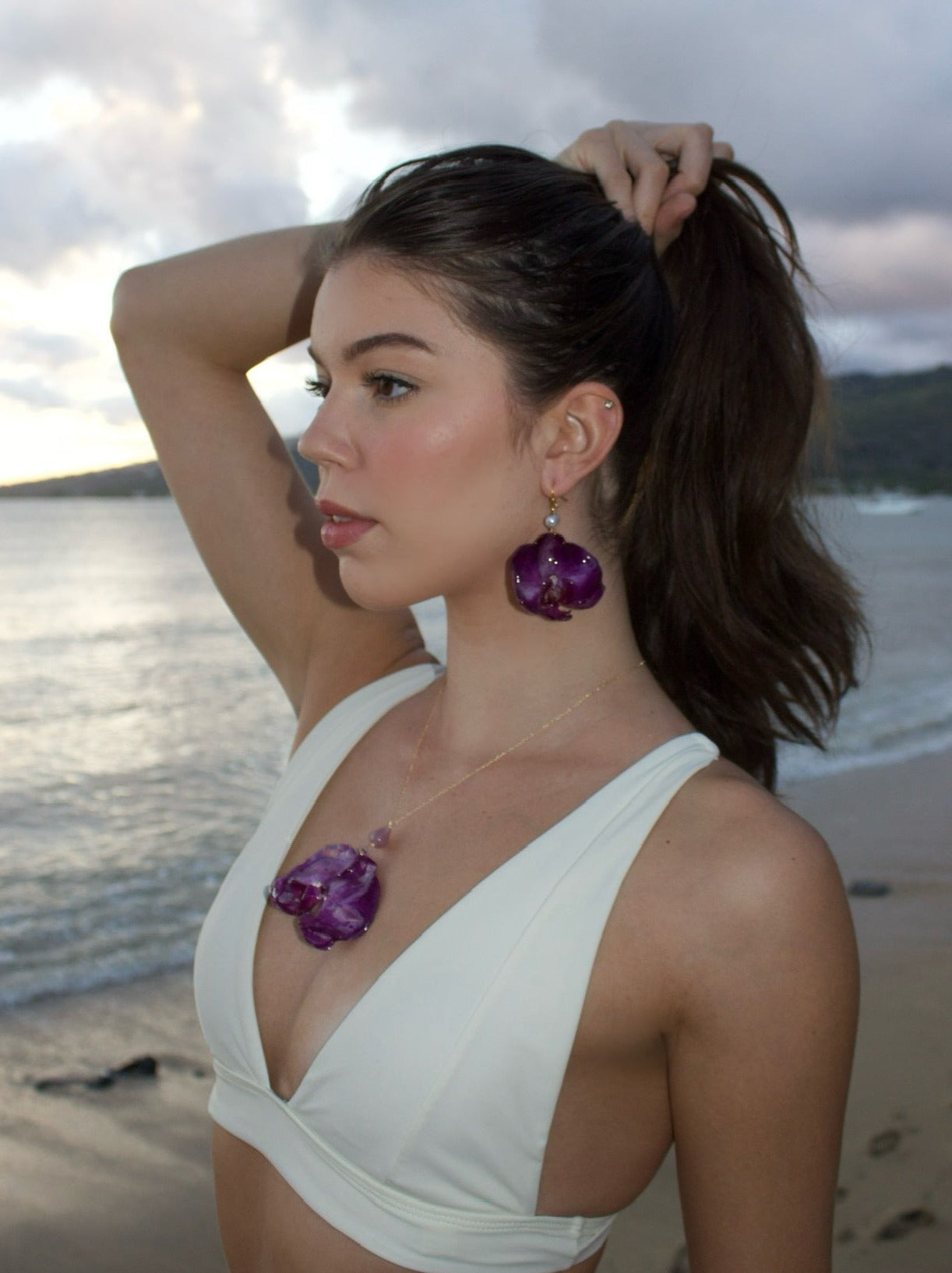 Purple Large Orchid Dangles