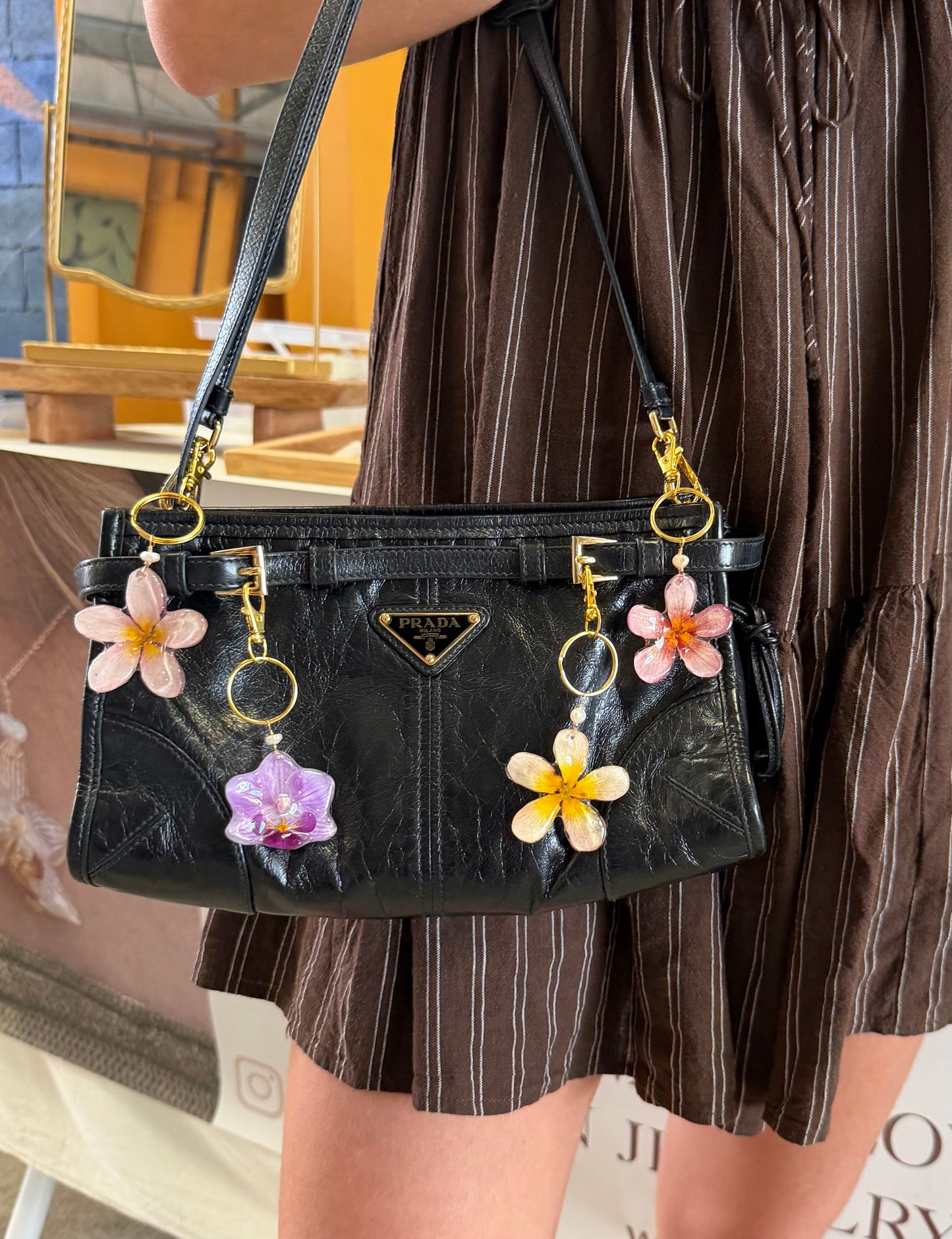 Resin Flower Bag Charm/ Keychain