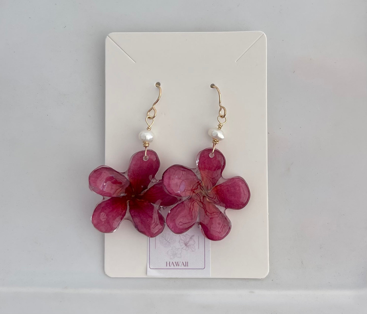 Fuchsia Pink Plumeria Dangles