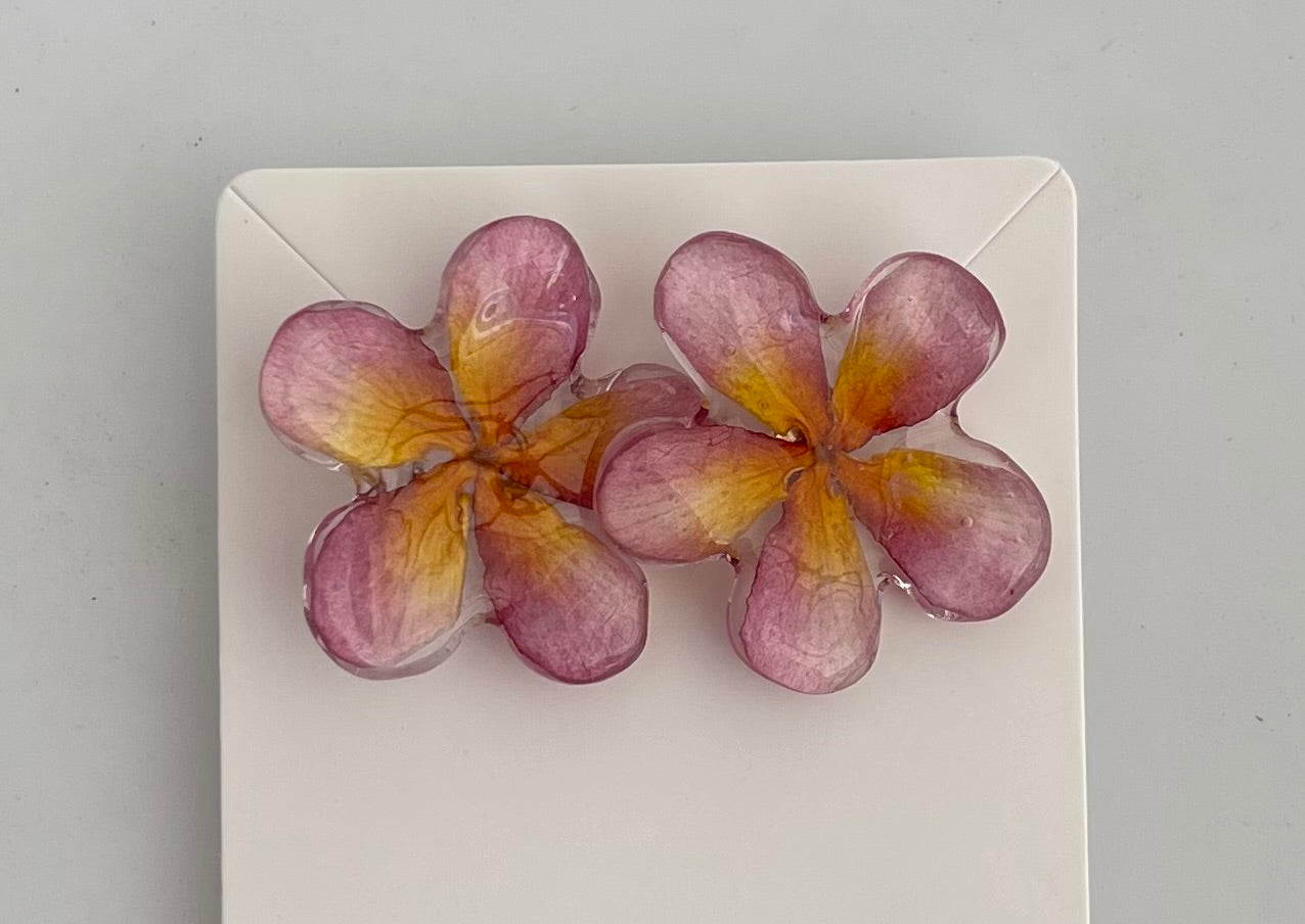 Bright Pink Plumeria Studs