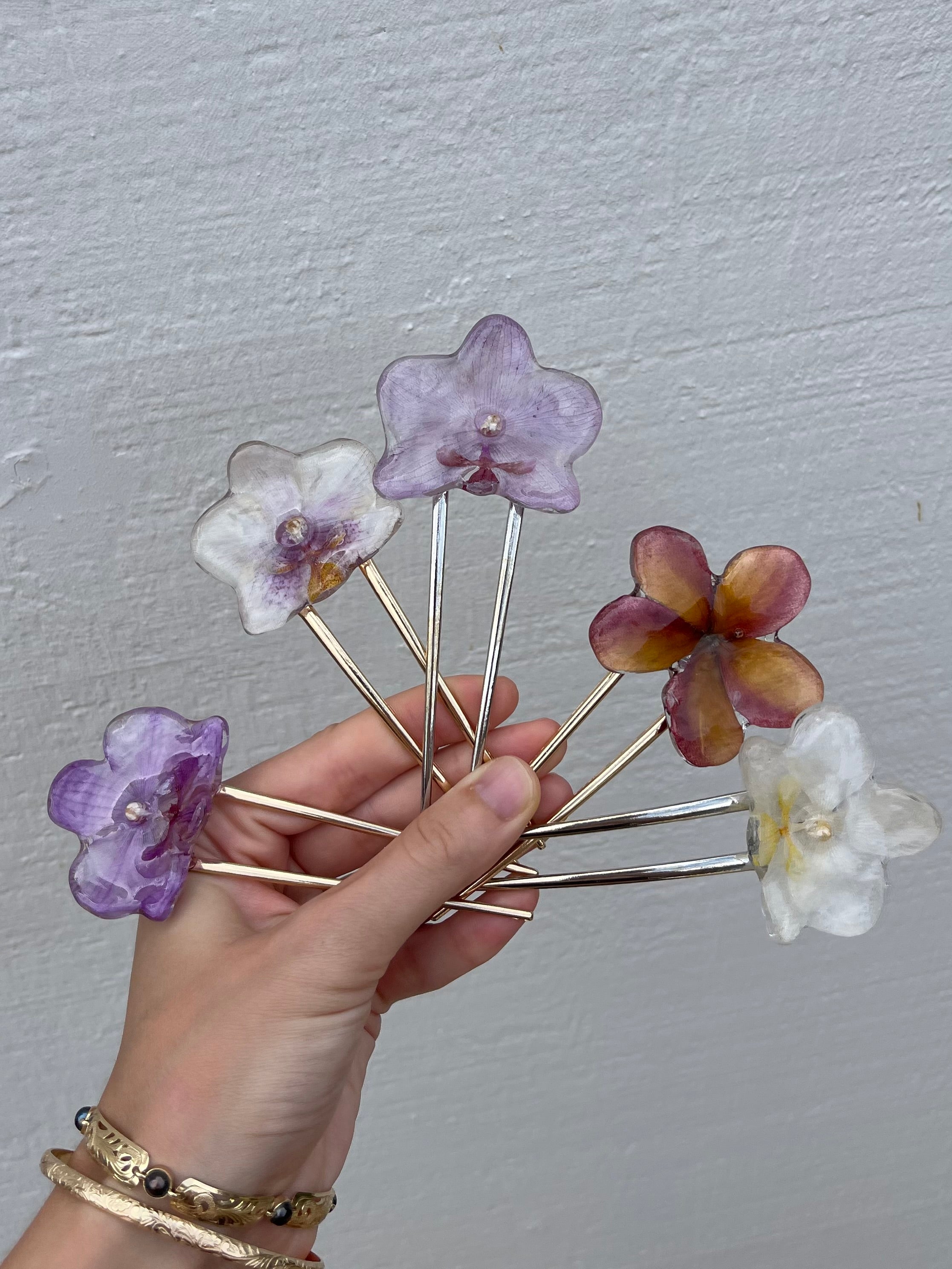 Orchid/Plumeria Flower French Pin – Made By Lexee
