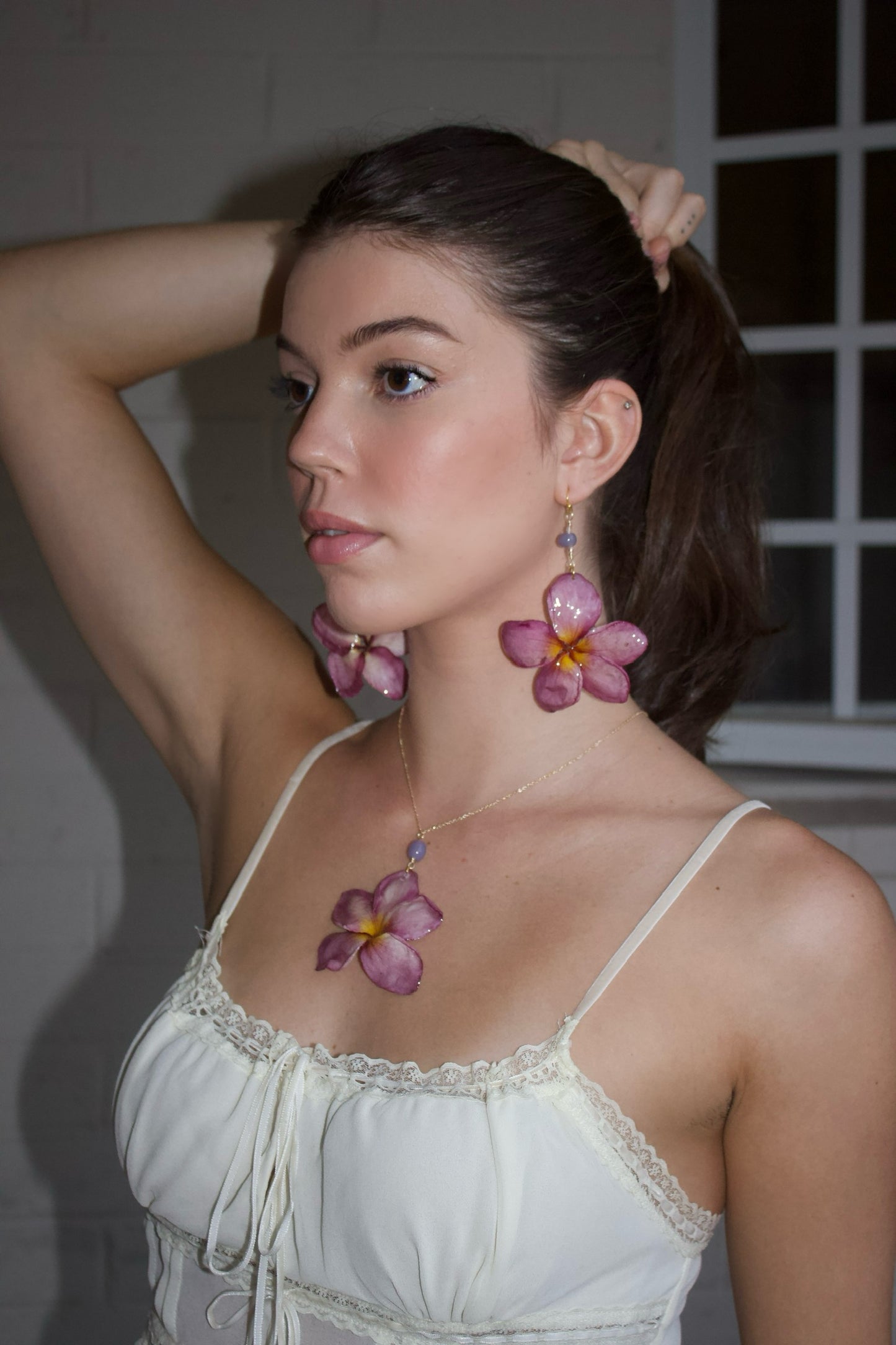 Purple Plumeria Necklace