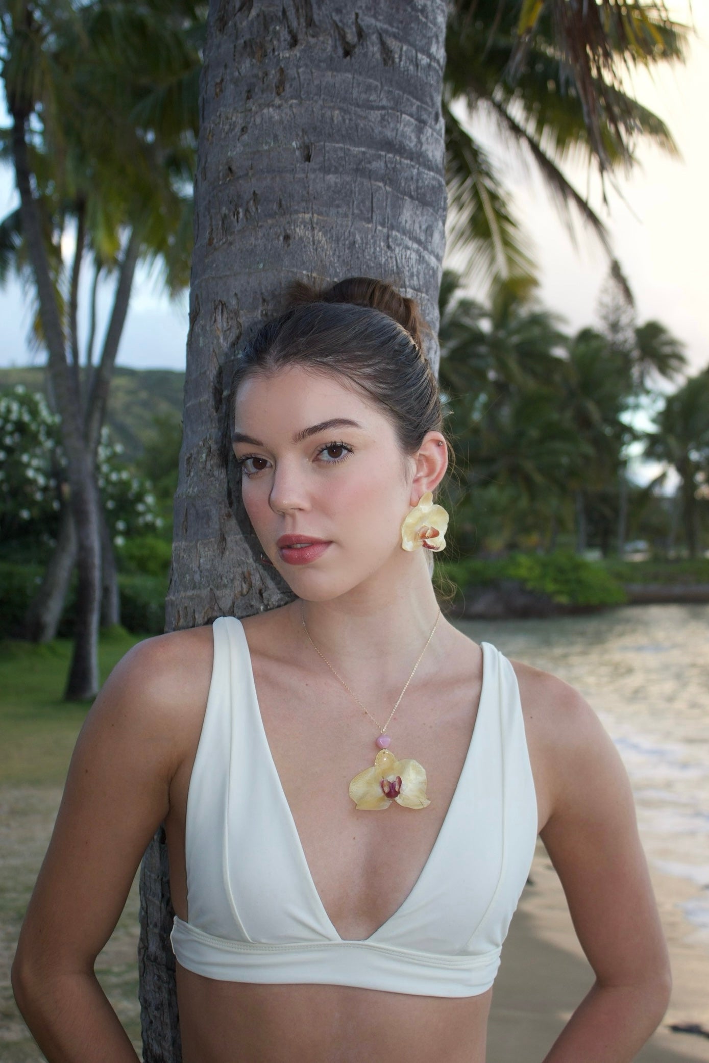 Yellow Large Orchid Necklace