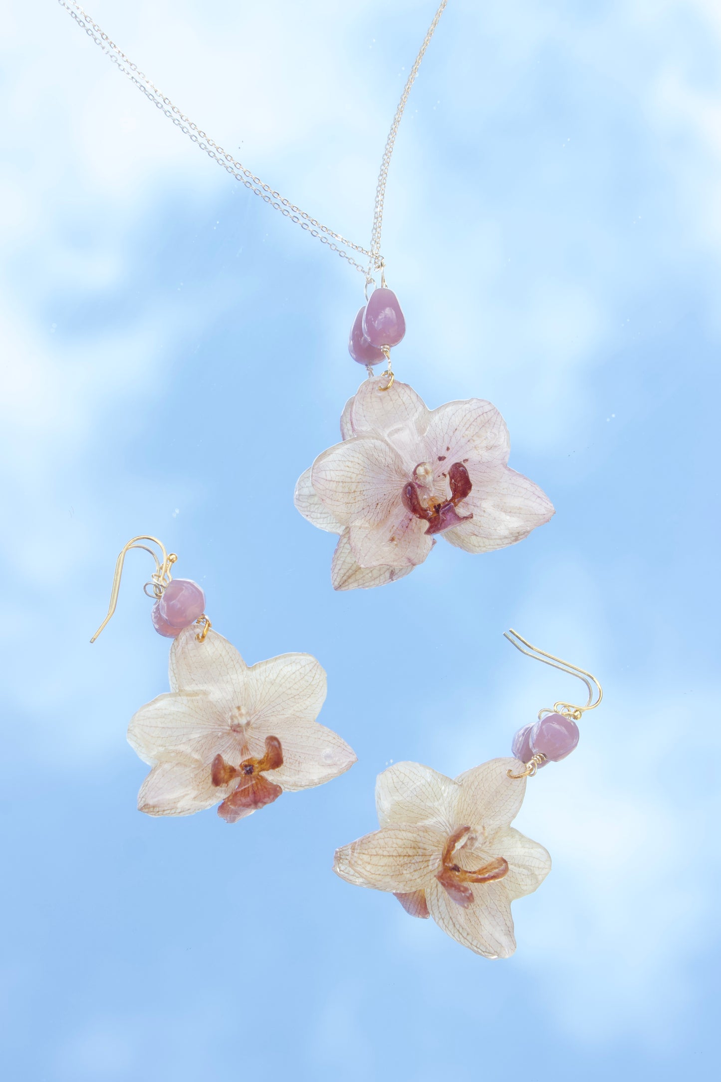 Muted Purple Small Orchid Necklace
