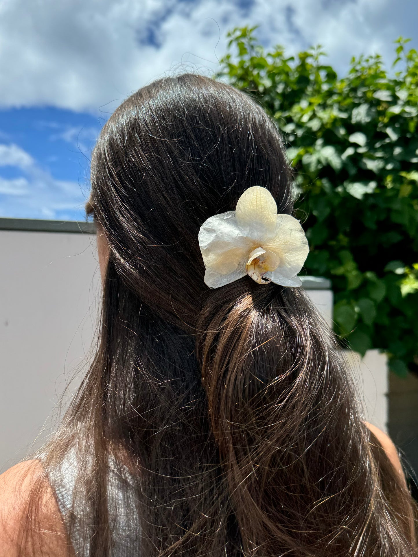 White Large Orchid Hair Comb