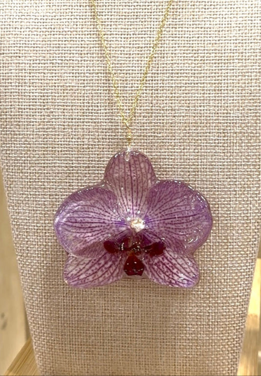 Muted Purple Large Orchid Necklace