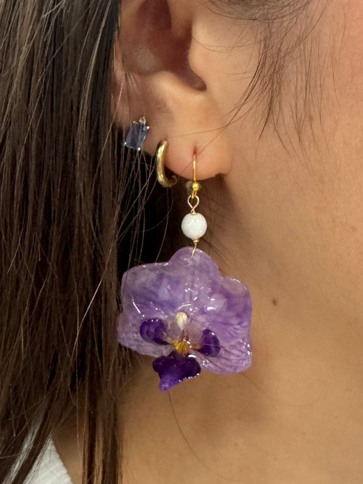 Bright Purple Veined Super Mini Orchid Dangles