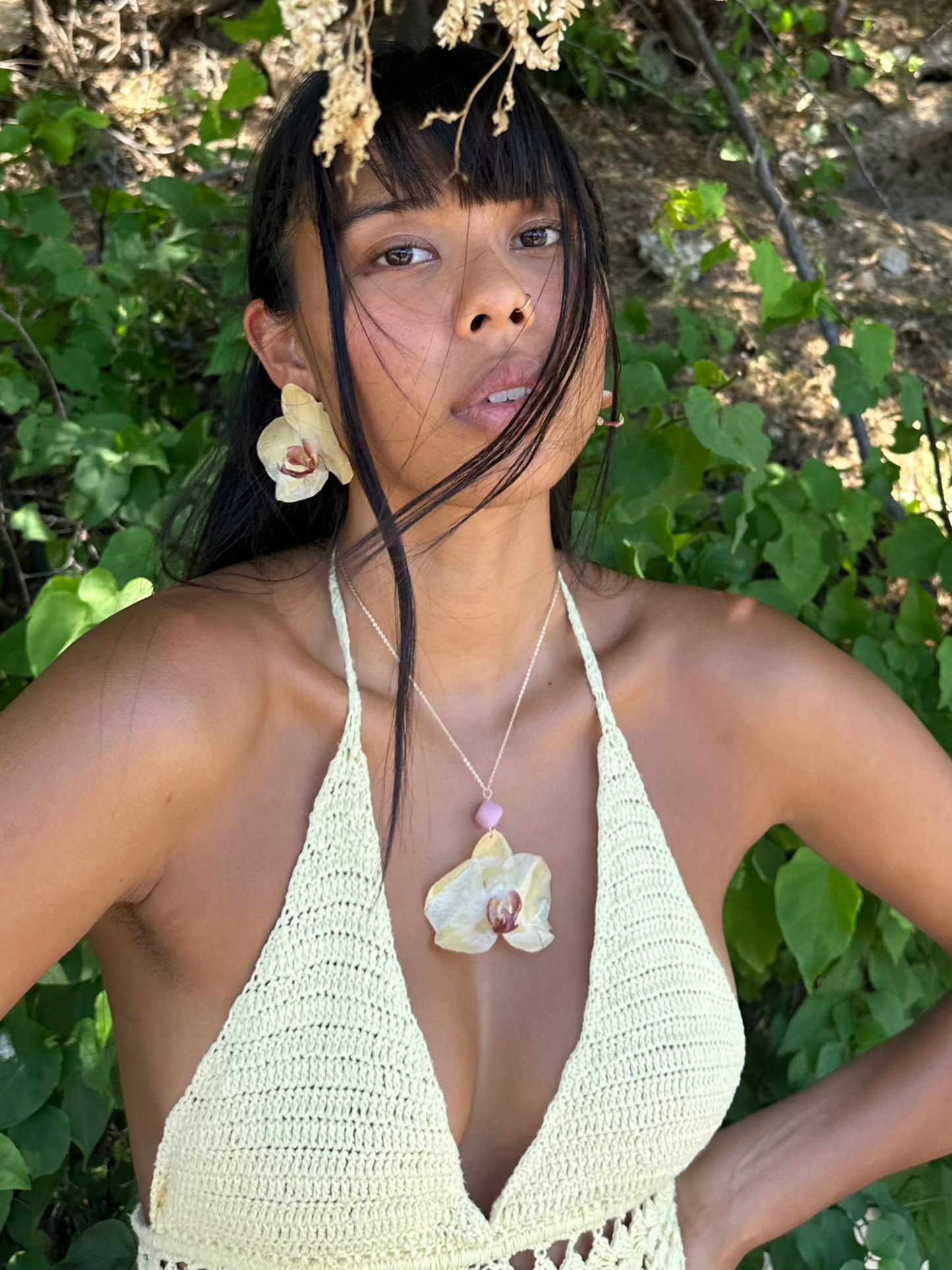 Yellow Large Orchid Necklace