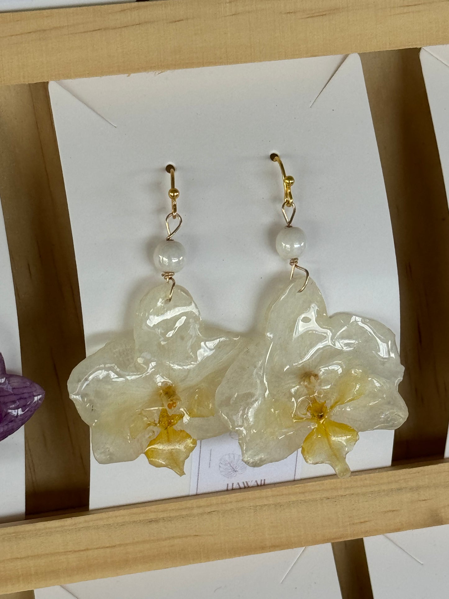 Pure White Small Orchid Dangles