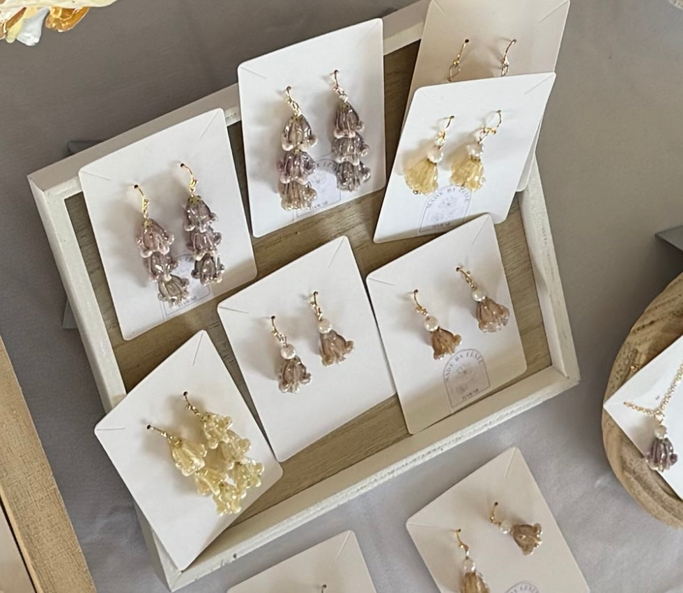 White Crown Flower Triple Dangles