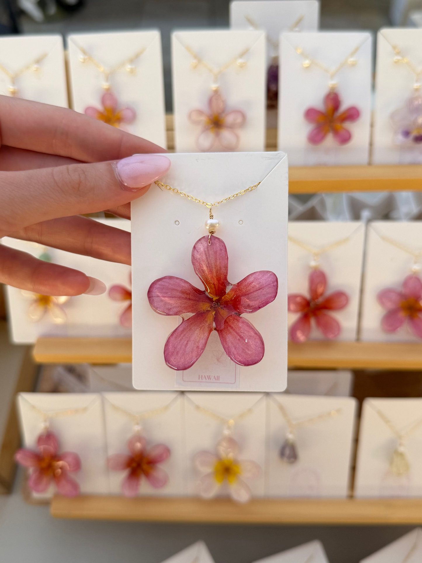 Hot Pink Plumeria Necklace
