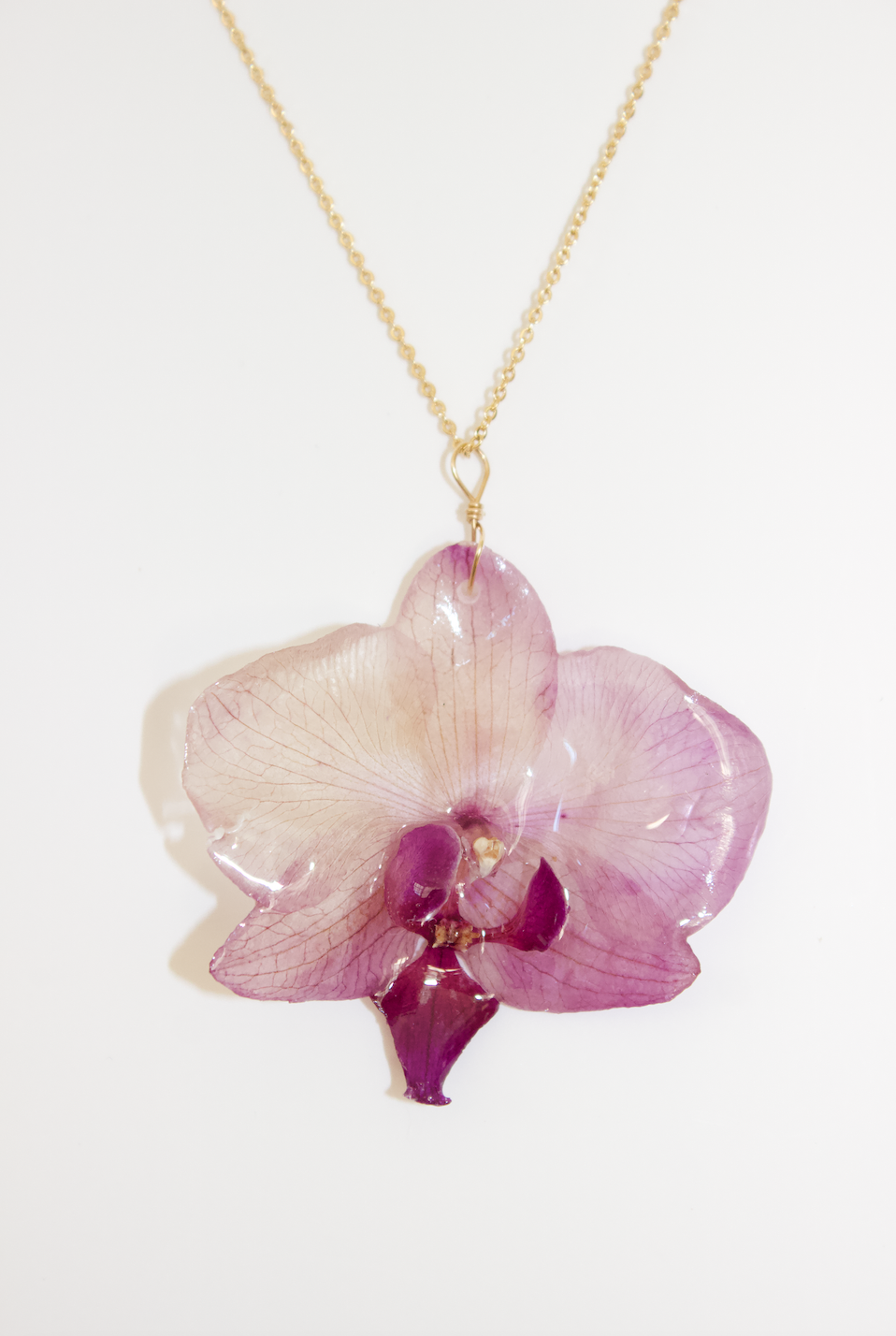Watercolor Purple Small Orchid Necklace