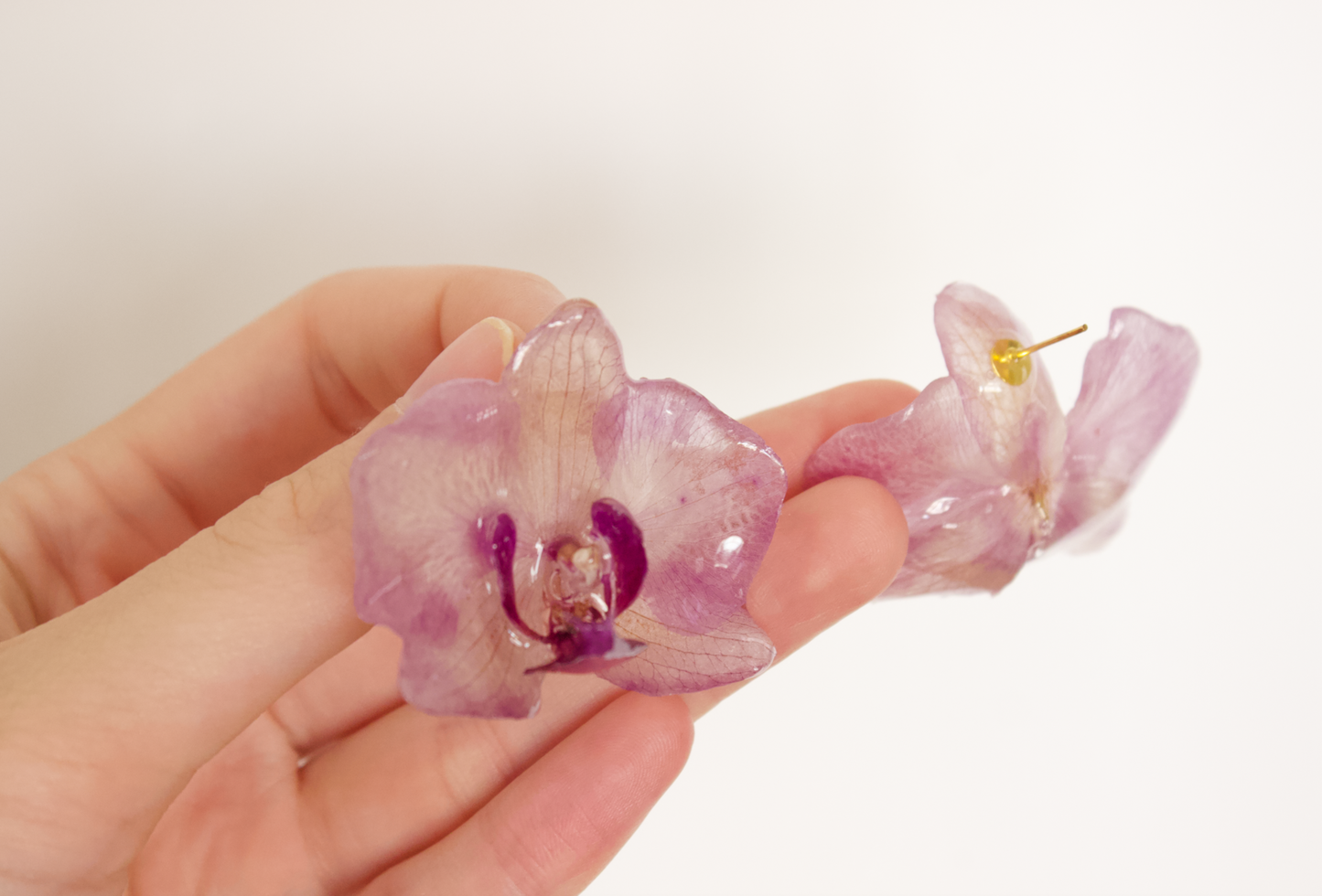 Watercolor Purple Small Orchid Studs