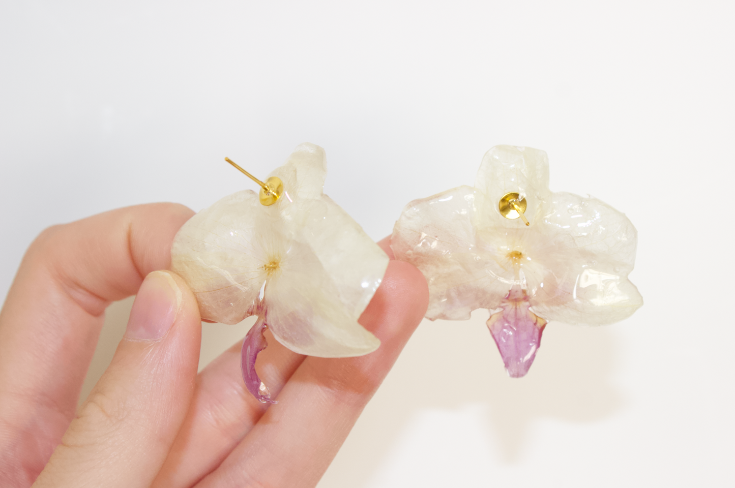 White with Purple Small Orchid Studs