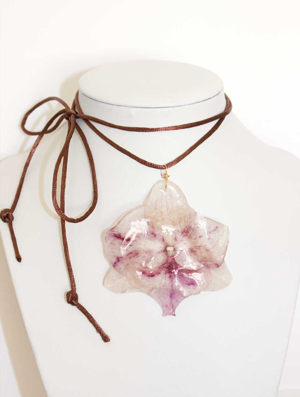 Spotted Purple Orchid Wrap & Tie Necklace