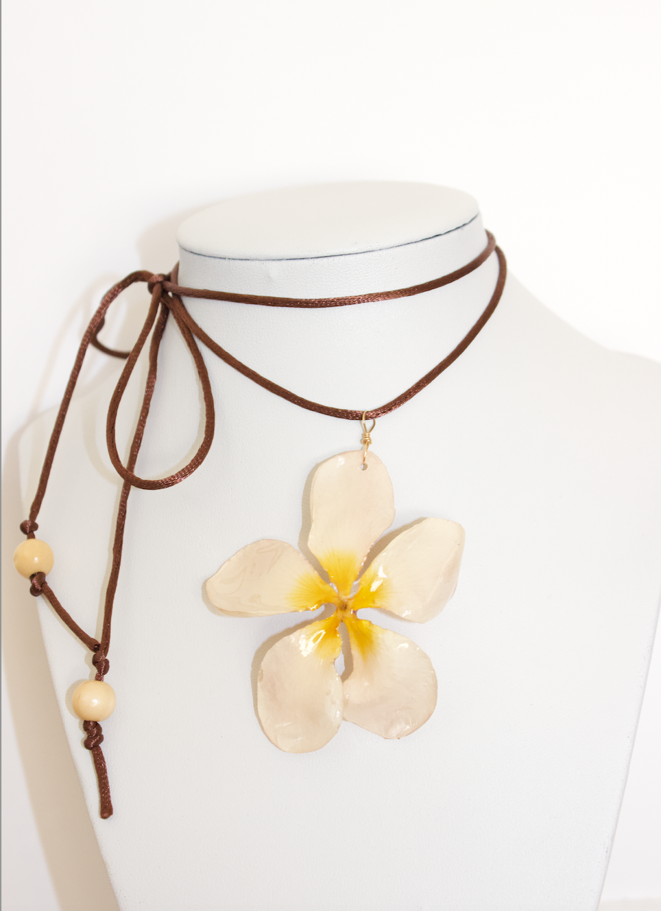 Classic Yellow Plumeria Wrap & Tie Necklace