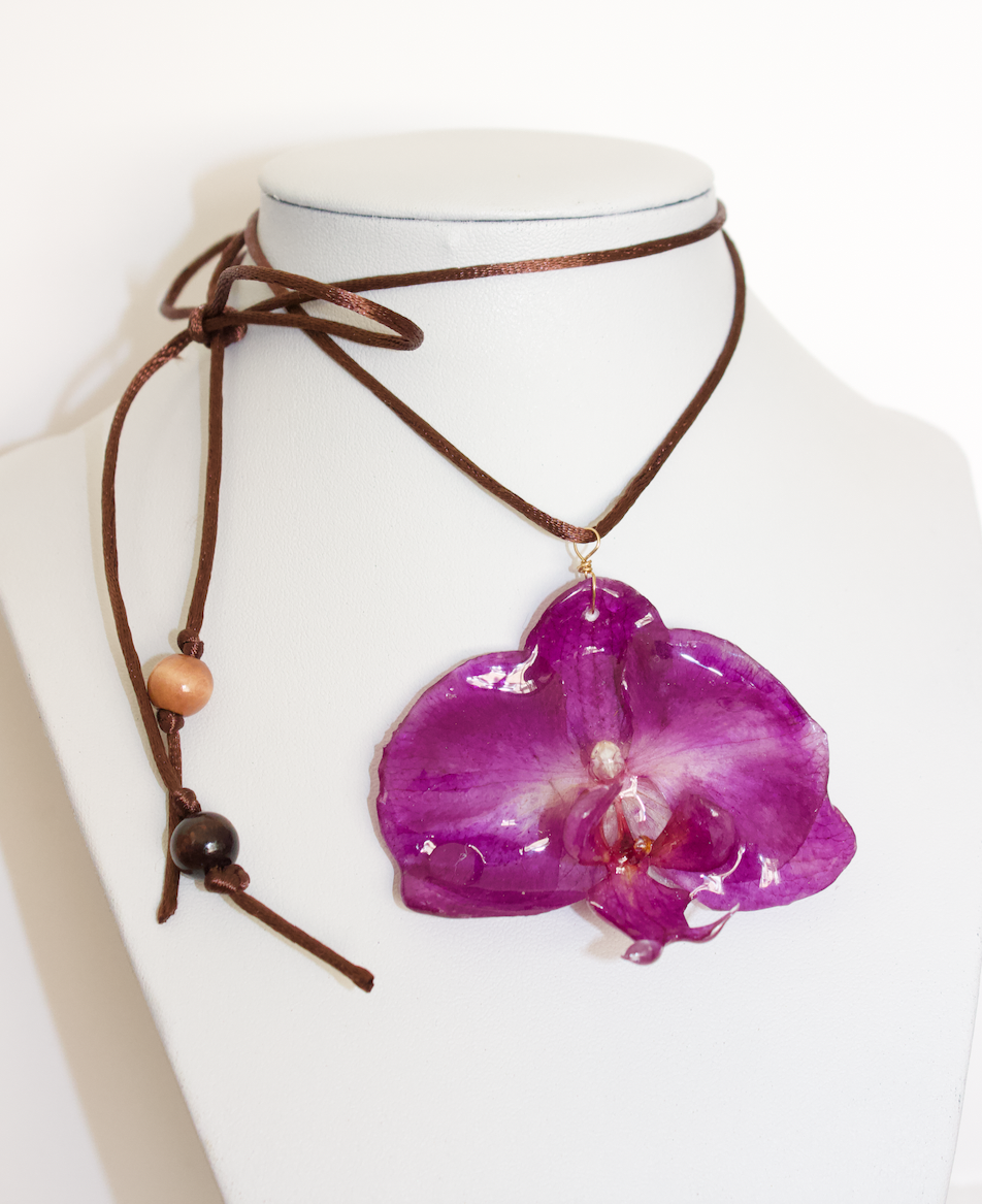 Purple Orchid Large Wrap & Tie Necklace