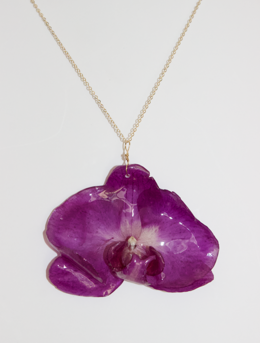 Purple Large Orchid Necklace
