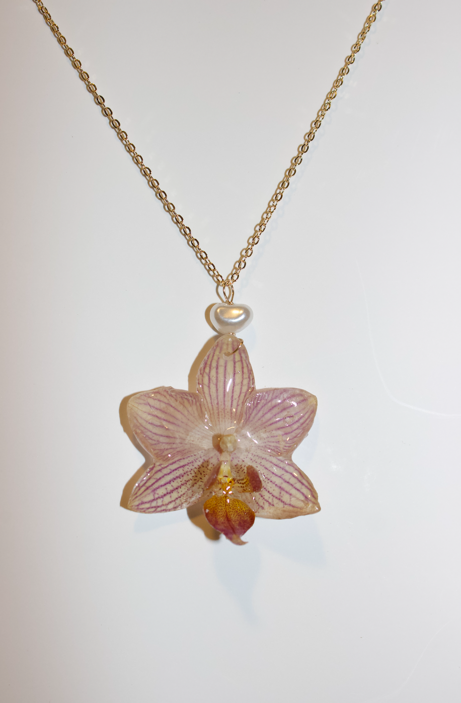 Muted Purple Small Orchid Necklace