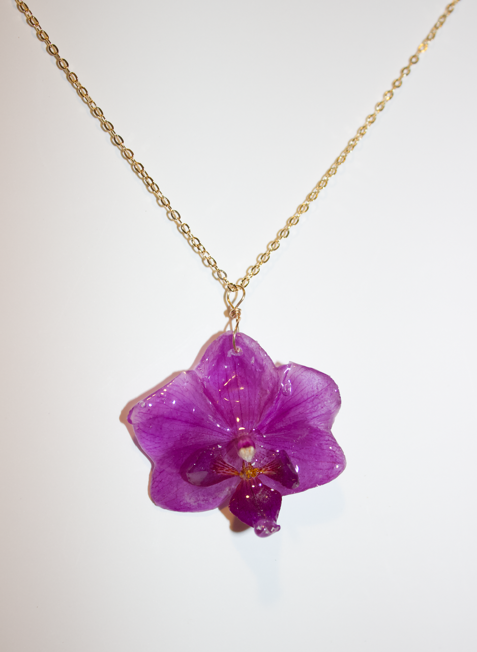 Pure Purple Super Mini Orchid Necklace