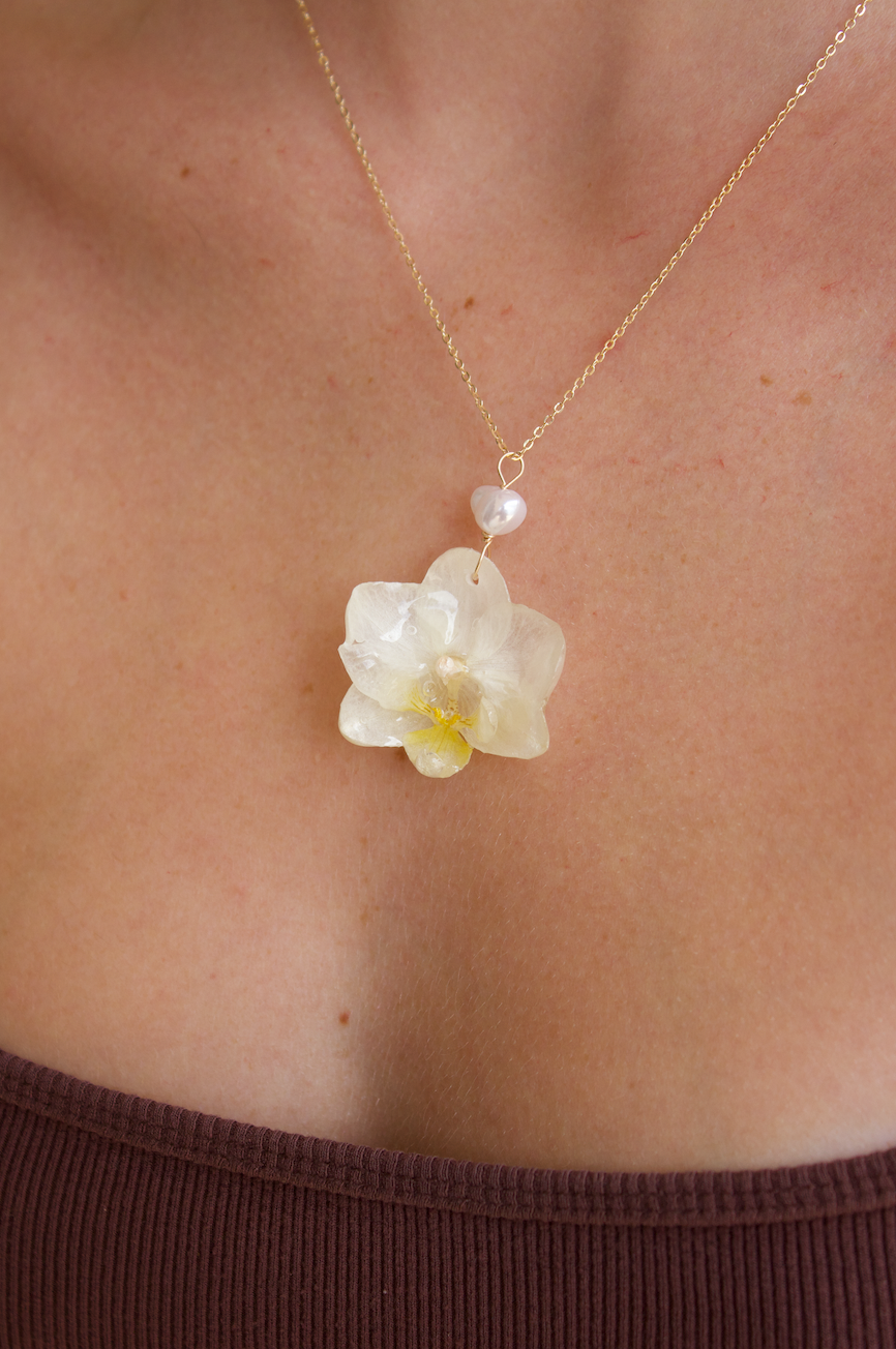 Pure White Super Mini Orchid Necklace