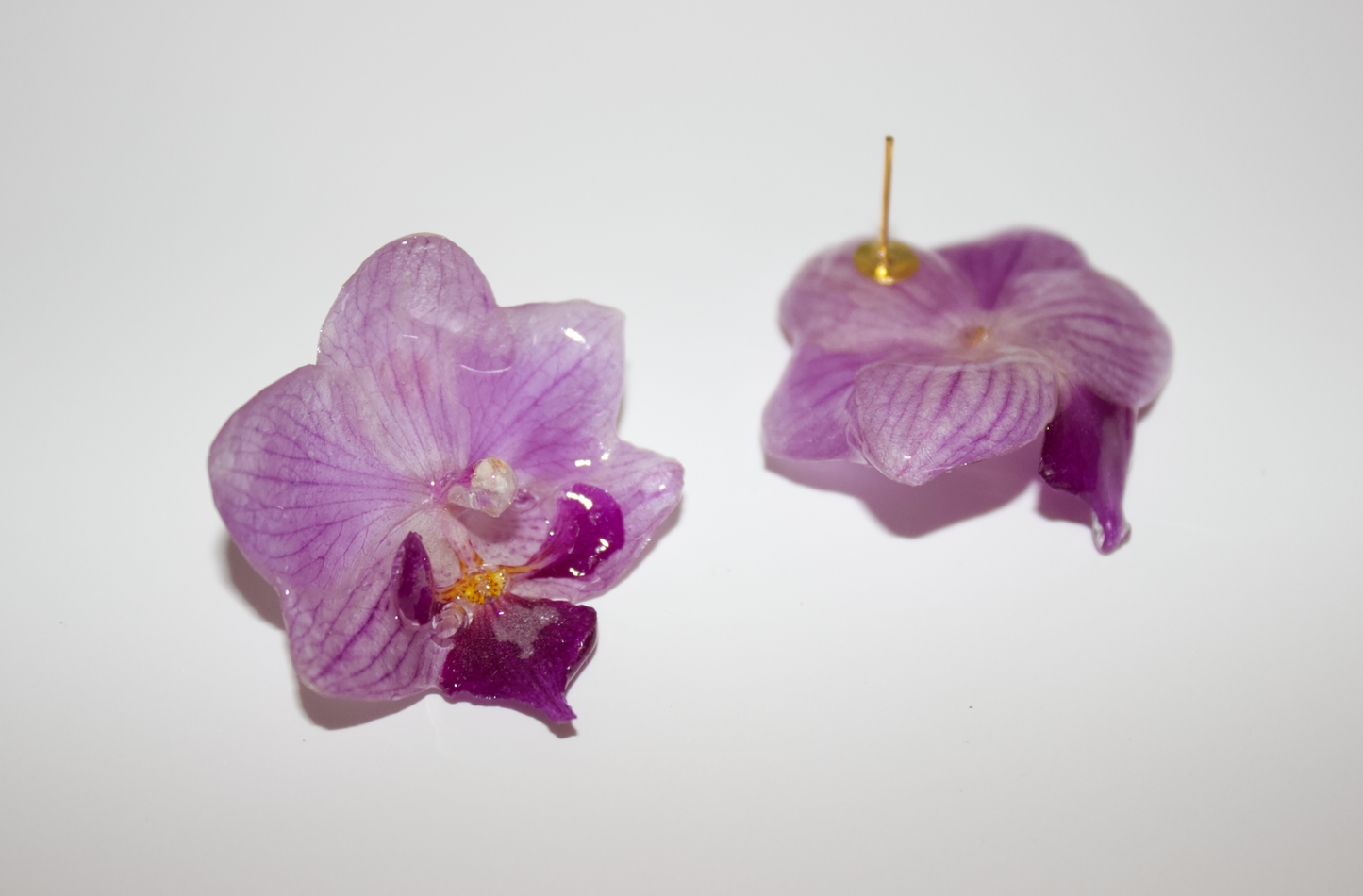 Bright Purple Veined Super Mini Orchid Studs