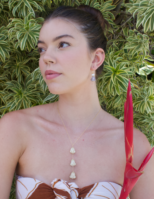 White Crown Flower Single Dangles
