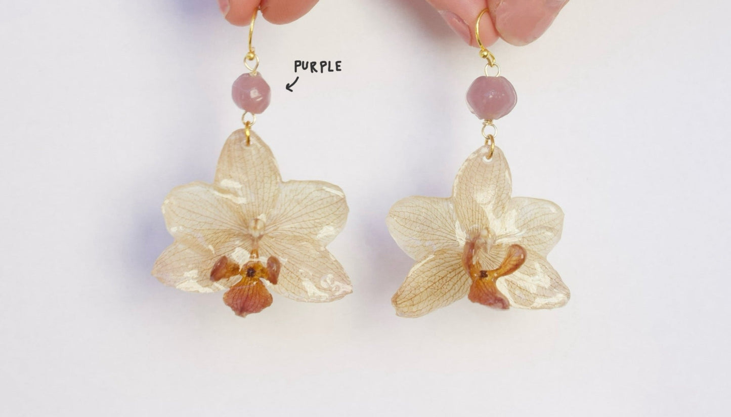 Muted Purple Small Orchid Dangles