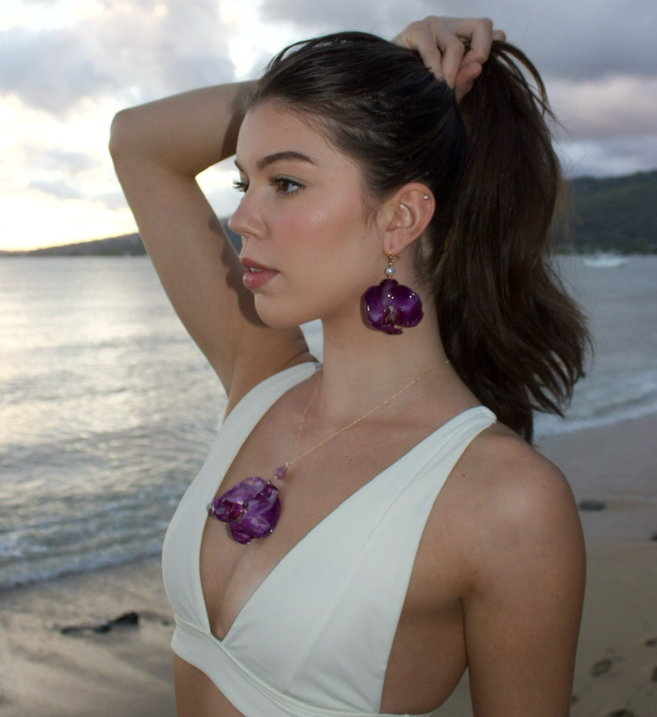 Purple Large Orchid Necklace